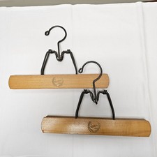 Lot of 2: Vintage Walker Blonde Wood Clamp Hangers w Spring Grip for Pant/Skirt