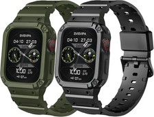 For Apple Watch Ultra 2 49MM Rugged Armor Silicone Band Strap w/Bumper - 2 Pack
