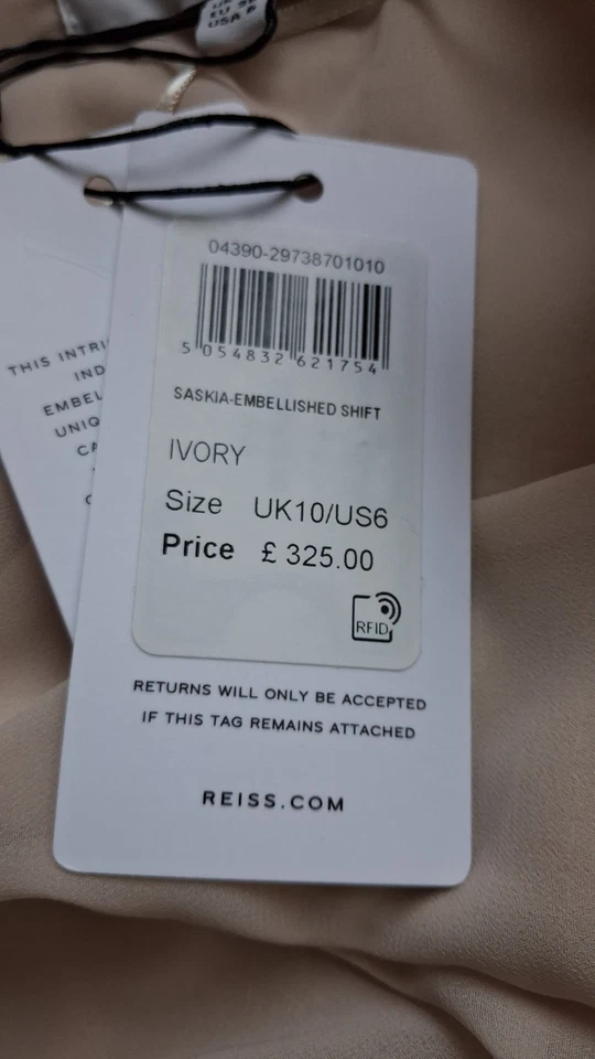 BNWT - REISS size 10 Saskia Ivory Embellished Wrap Short Party Occasion Dress - Image 2 of 4