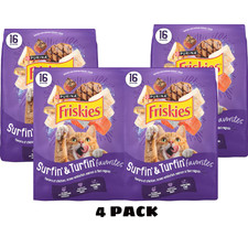 4 PACK Purina Friskies Adult Dry Cat Food Surf & Turf Chicken Salmon 16 lb 0.84 per pound