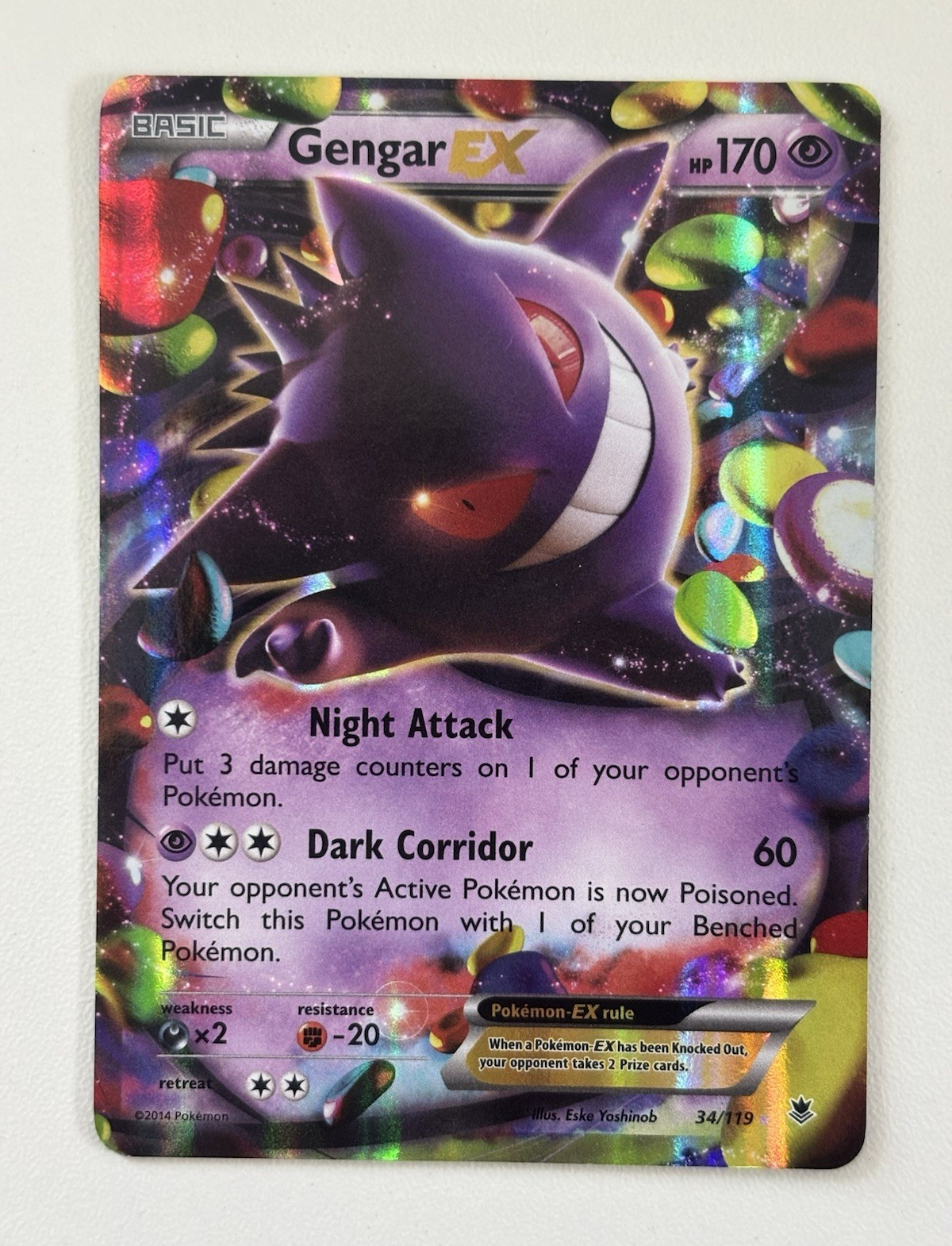 Gengar EX 34/119 XY Phantom Forces Ultra Rare Holo English Pokemon Card 2014