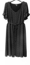1.State Large Midi A-Line Dress Plus Size 18W Black/White Polka Dot