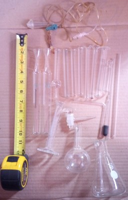 Vintage 1940's-50's Medical Laboratory Beakers & Miscellaneous Test Tubes Plus 