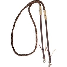 Cashel Braided Rawhide Button Roping Reins - Chocolate Leather Horse Reins with