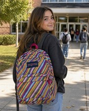 Genuine OEM JanSport Superbreak Multi Texture Stripe Backpack JS00T5010JW 
