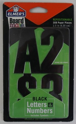 Elmer s BoardMate Black Letters & Numbers 2.5  Repositionable (308 Pieces) NIP