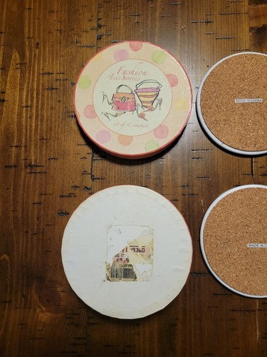 Rosanna Fashion Accessories Ceramic Set Of 4 Drink Coasters Used Drinkware W/Box - Picture 11 of 12