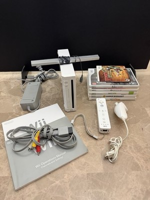 Nintendo Wii Bundle - Power, A/V Cables, & Sensor - 6 Games & Accesories