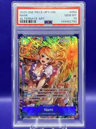 One Piece Nami Alt Art OP11-054 A Fist of Divine Speed Foil PSA 10