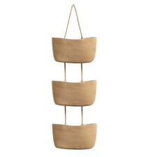 TeoKJ Over The Door Hanging Nursery Baskets Jute Beige Baby Storage Organizer