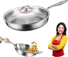 2025 New Titanium Hammered Pan Pro with Lid, Titanium Pans for Cooking -Durable