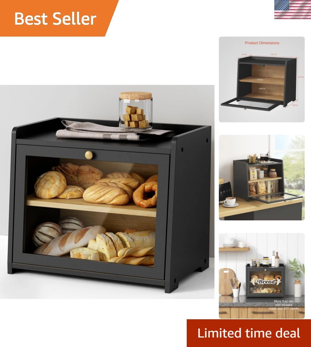 Double Layer Bread Box for Kitchen Countertop, Large Bread Storage Container ...
Opens in a new wind
