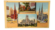 Vintage New York Churches Trinity Cathedral of St. John St. Patricks Post Card