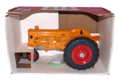 Minneapolis Moline orange die cast tractor 1/16 scale 8'' long Spec Cast, New