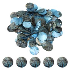 120Pcs Shell Beads for Jewelry Making, Flat Shell Coin, Blue