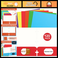 120 Pack Assorted Color 2 Pocket Folders with Business Card Slot - Letter Size,