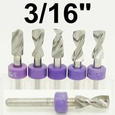 3/16" Drill Bits 1/8" Shank Solid Carbide Five Pieces - R/S