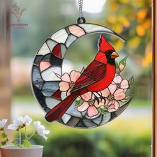 Red Cardinal Acrylic Suncatcher Window Hangings, Cardinal window decor