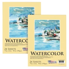 9" x 12" Watercolor Painting Paper Pads, 2 Pads, 24 Sheets Each, 90lb 190gsm