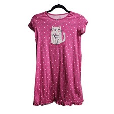 Carter's Girls Pink Polka Dot Cat Pajama Nightgown Sleep Shirt Size 8-10