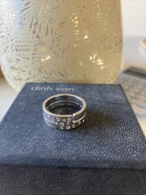 Bague Dinh Van Or Blanc Et Diamant Modèle Seventies - Taille 53 - 7,75 Gr - Photo 1/4