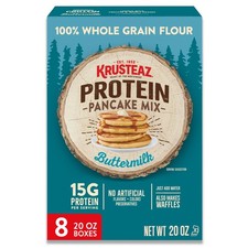 Krusteaz Protein Buttermilk Pancake and Waffle Mix, 15g 20 Ounce Pack of 8 