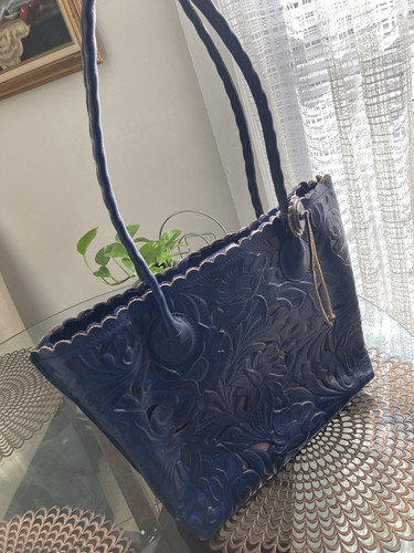 Patricia Nash Tooled Cut Out Leather Estella Tote In Cobalt NWT - Picture 1 of 15