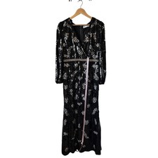 NWT Mac Duggal 93616 Women's Black Sequin Embellish Long Sleeve Formal Gown 8