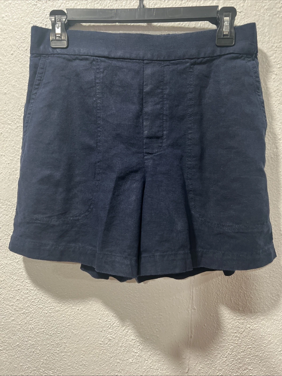 Banana Republic Shorts Womens S Navy Blue Pull-On Elastic Waist Linen Rayon
