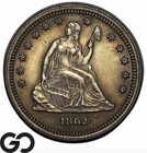 1862 Seated Liberty Quarter *Scarce This Nice* Choice BU++ Better Date, Color!