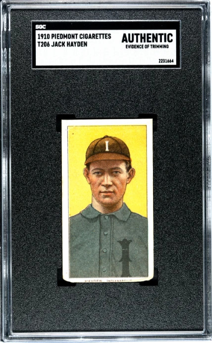 1909 T206 JACK HAYDEN NNO FAIR PIEDMONT 350 SGC A BASEBALL INDIANAPOLIS INDIANS