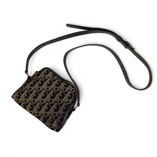 Christian Dior Trotter Canvas Shoulder Bag Black Vintage Authentic