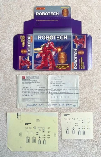 Matchbox Robotech Gladiator - UNUSED 1985 TOY FAIR PACKAGE & LABEL PROOFS+ MINTY