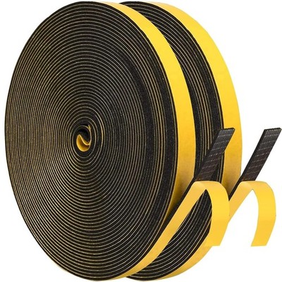 Selbstklebendes Schaumstoffband 6mmB x 1.5mmD/20m Schwarz+Gelb Gummi Schaum F...