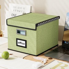 Green File Organizer Box With Lid Letter Size Hanging Folder Storage 1 PCS