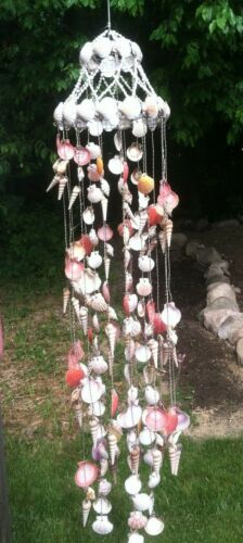 Chandelier Sea Shell Hanging  Wind Chime 10" X 48" - Picture 1 of 3