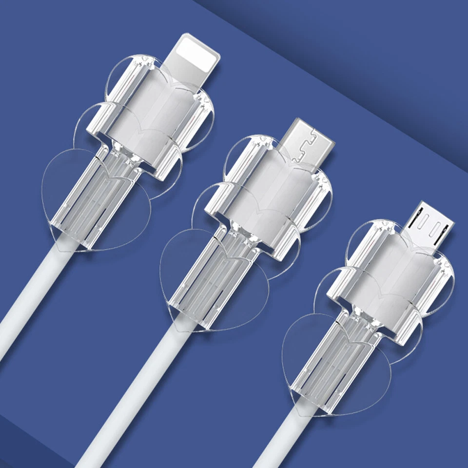 1x Transparent Data Cable Protector Cable Winder Cover Sleeve Wire TPU Wrap Clip - Image 3 of 4