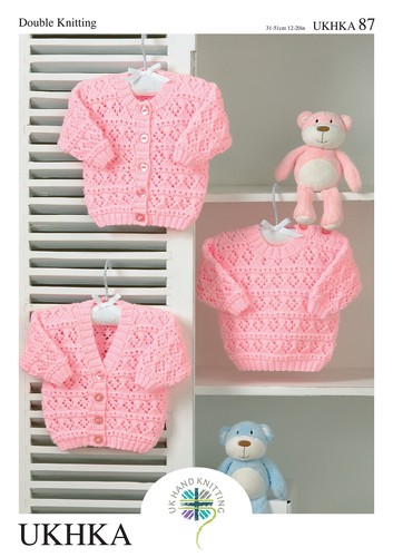 UKHKA 87 Cardigan e maglione in pizzo per bambini in doppia maglia 12-20" (31-51 cm) - Foto 3 di 3