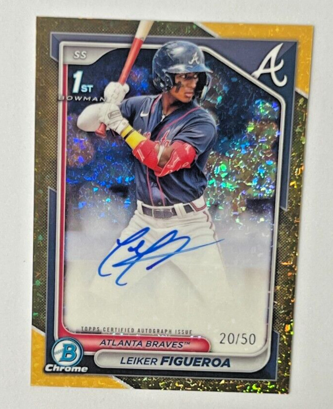 2024 Bowman Chrome LEIKER FIGUEROA 1st RC Gold Mini Diamond AUTO 20/50 Braves