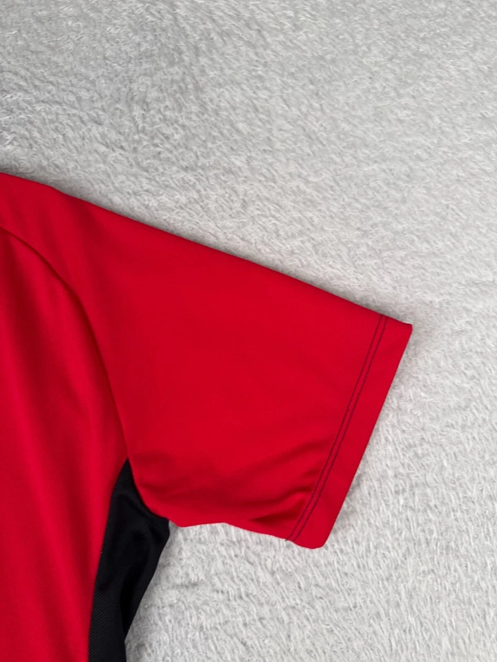 Jersey de ciclismo para hombre mediano rojo negro 1/2 cremallera manga corta hecho en Estados Unidos poliéster Foto 2 de 4