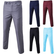 Men Trousers Slim Fit Office Business Work Formal Casual Smart Suit Dress Pants