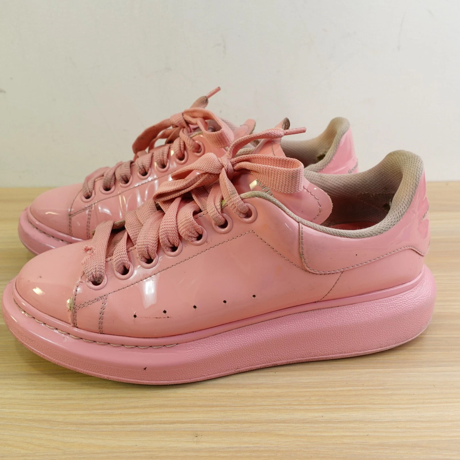 Alexander Mcqueen Sneakers Donna 40 D Rosa Oversize Pelle Verniciata DIFETTO ITALIA