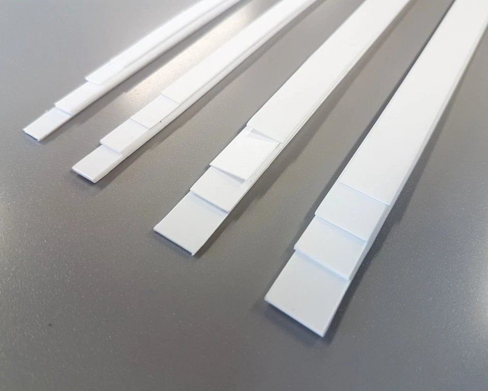 Plasticard Strips 350mm Long White Matt/Matt 0.25 to 1mm Thick 5 6 10 12mm Wide - Image 2 of 4