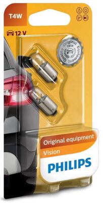 2 x Philips T4W Vision Car Indicator Lamps 4W 12V 12929B2 BA9s