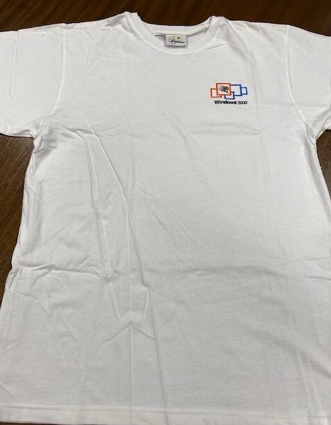 Vintage 2000 Microsoft Windows Embroidered Promo White T-Shirt