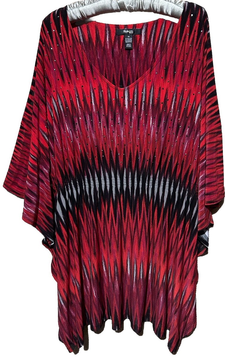 Tunique Farmers Market Femme 1X - Manches Longues Col V - Stretch Boho Rust - NEUF