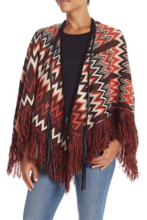 Poncho de mujer Vertigo con flecos L-XL marrón Foto 4 de 4