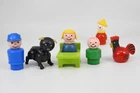 Vtg Fisher Price Little People Clown Pilot Girl Boy Figure Red Rooster Black Pig