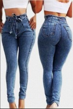 Women Flawless Dark Blue High Waist Jeans
