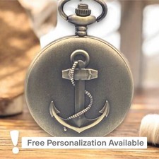 Reloj Bolsillo Ancla - Aspecto Vintage Náutico Marina de los Estados Unidos Marinero Marina Océano Recuerdo